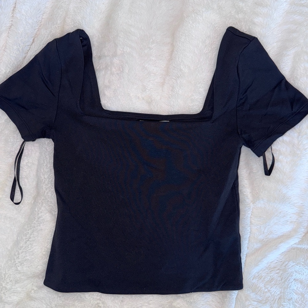Aritzia Babaton Black Square Neck Blouse